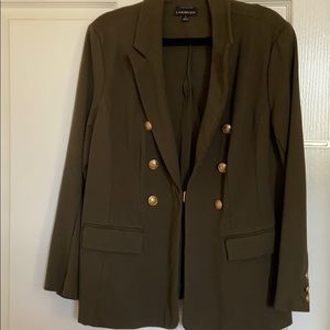 Olive colored four button jacket